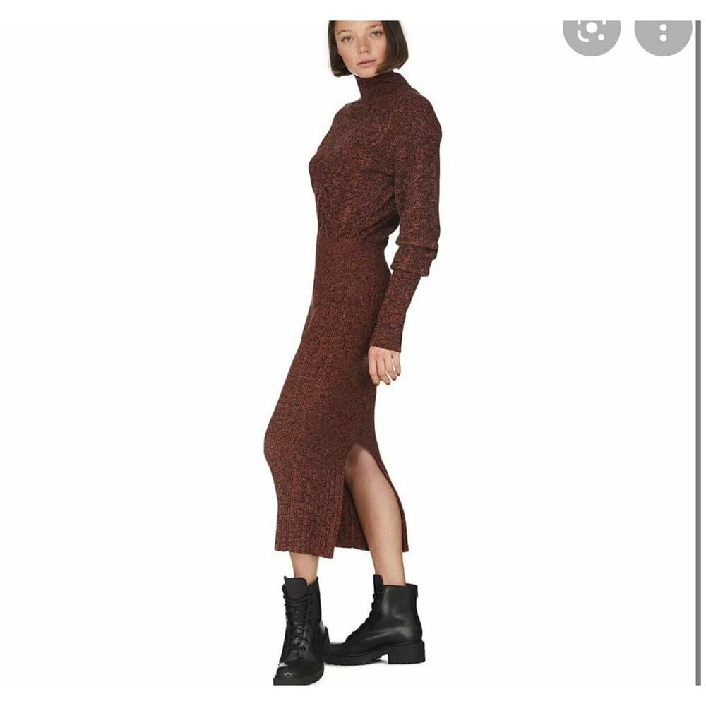 Kenzo Paris Burgundy Marled Knit Mock Neck Midi‎ Sweater Dress Size M $626